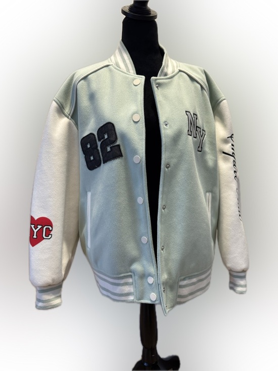 Forever 21 Jackets & Blazers - Forever 21 Mint Green NY Empire State Varsity Jacket M